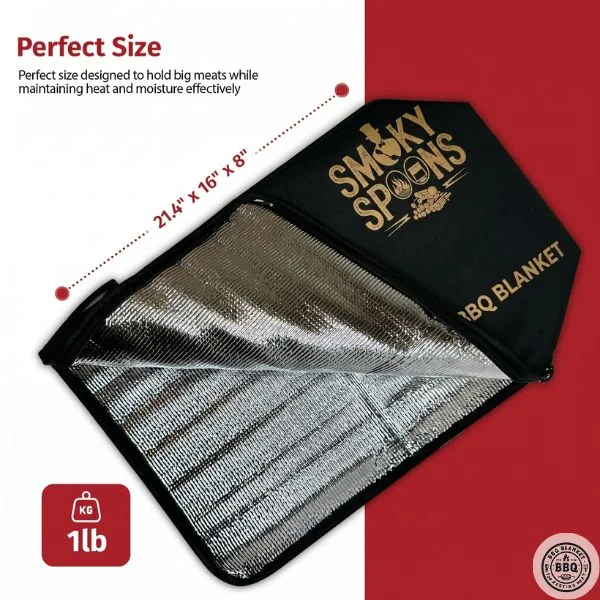 Reflective, insulated interior of the BBQ Blanket showing the thermal retention system